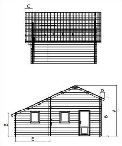 Víkendová chatka POHODA 3 s galerií-rozměry