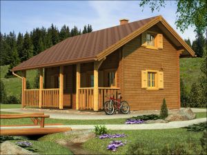 Rekreační srubové chaty,  dřevěné domy,  dřevostavby dvoupatrové