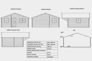 Víkendová chata MADRID 50 bez terasy, srubová chata, dřevostavba, zahradní chata, síla stěny 50 mm. Výrobce 3