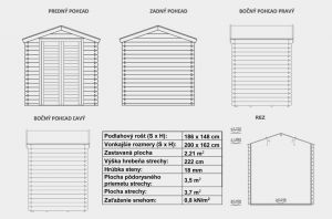 Zahradní chatka BPP 01, síla stěny 18mm. Nářaďový domek, dřevěný zahradní domek na nářadí. Výrobce 3