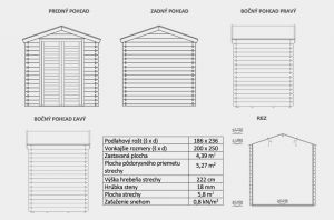 Zahradní chatka BPP 03. Dřevěný zahradní domek, nářaďový domek, síla stěny 18mm. Výrobce 3