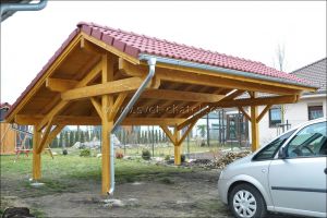 Francouzský přístřešek na 2 auta, masivní dřevěné stání na auto, dřevěný přístřešek na auto, Výrobce 1 Francouzský přístřešek pro 2 auta, masivní dřevěný přístřešek na auta