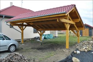 Francouzský přístřešek na 2 auta, masivní dřevěné stání na auto, dřevěný přístřešek na auto, Výrobce 1 Francouzský přístřešek pro 2 auta, masivní dřevěný přístřešek na auta