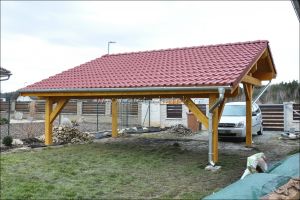 Francouzský přístřešek na 2 auta, masivní dřevěné stání na auto, dřevěný přístřešek na auto, Výrobce 1 Francouzský přístřešek pro 2 auta, masivní dřevěný přístřešek na auta