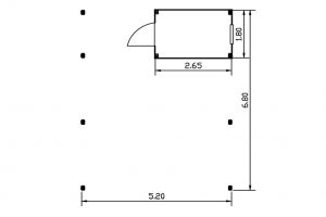 Přístřešek Orava se zadní přístavbou 520x680, se sedlovou střechou, masivní dřevěné stání na auto, dřevěný přístřešek na auto. Bez plného bednění střechy Výrobce 1 pudorys 520x680