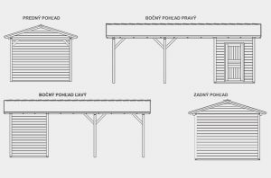 Carport B, garážové stání s domkem B, dřevěné stání na auto se skladem Výrobce 3