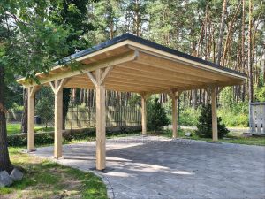 Carport PULT na 2 auta - dřevěné garážové stání 