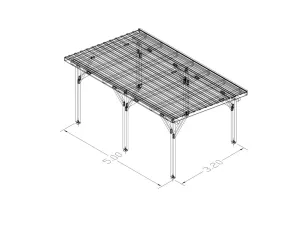 Dřevěný masivní přístřešek Orava na 1 auto 320x500 cm, masivní dřevěné stání na auto, dřevěný přístřešek na auto s pultovou střechou Výrobce 1