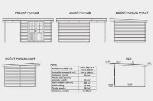 Zahradní chatka B2 s přístřeškem, domek na nářadí, síla stěny 28 mm. Výrobce 3