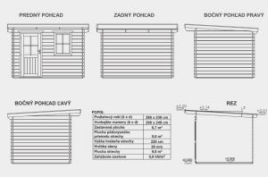 Zahradní domek A1, síla stěny 28 mm. Nářaďový domek, dřevěná zahradní chatka, srubová chatka s pultovou střechou Výrobce 3