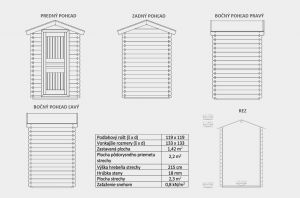 Zahradní domek Aleš, síla stěny 18mm. Nářaďový domek Aleš, domek na nářadí Aleš Výrobce 3