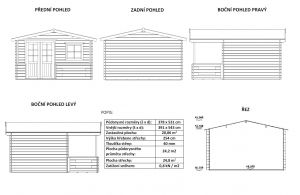 Zahradní domek Bruno B2 s terasou, síla stěny 40 mm. Nářaďový domek, zahradní chatka, dřevěná zahradní chata. Výrobce 3