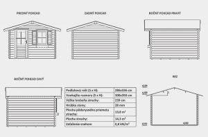 Zahradní domek DIANA 3, síla stěny 28 mm. Nářaďový domek, zahradní chatka, dřevěná chatka. Výrobce 3