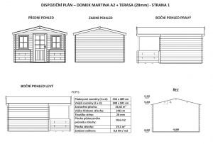 Zahradní domek Martina A2/28 mm s terasou, síla stěny 28 mm. Zahradní chatka s terasou, dřevěná zahradní chata. Výrobce 3