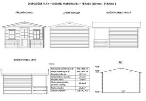 Zahradní domek Martina B1/28 mm s terasou, síla stěny 28 mm. Zahradní chatka s terasou, dřevěná zahradní chata. Výrobce 3