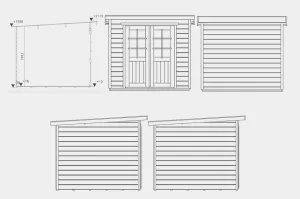 Zahradní domek, zahradní chatka, domek na zahradu, dřevěná chatka na nářadí. Moderní dřevěný zahradní domek. Síla stěny 28 mm Výrobce 3