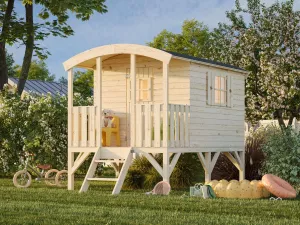 Dětský hrací domeček BUCK, dřevěný dětský domek, zahradní domek pro děti